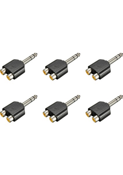 6pcs 6.35MM 1/4 Inç Erkek Stereo Ila 2 Çift Rca Dişi Y Splitter Ses Adaptör Dönüştürücü (Yurt Dışından)