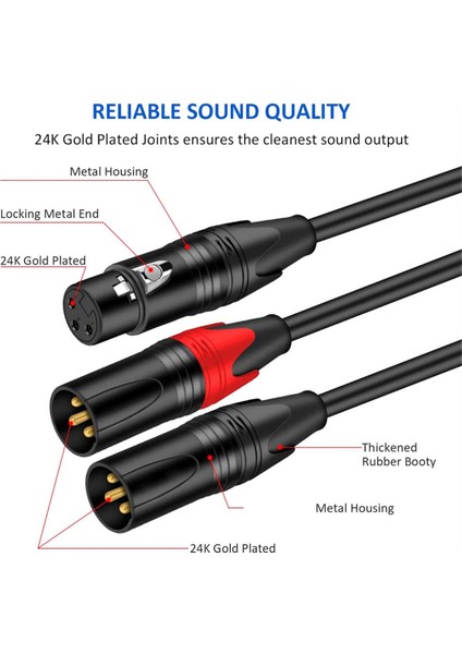 Xlr-Xlr Y-Sprıtter Kablosu Dengeli Xlr Kadın-Çift Xlr Erkek Ses Mikrofon Adaptörü 2 Xlr-Xlr Ses Adaptörü, B (Yurt Dışından) modelleri