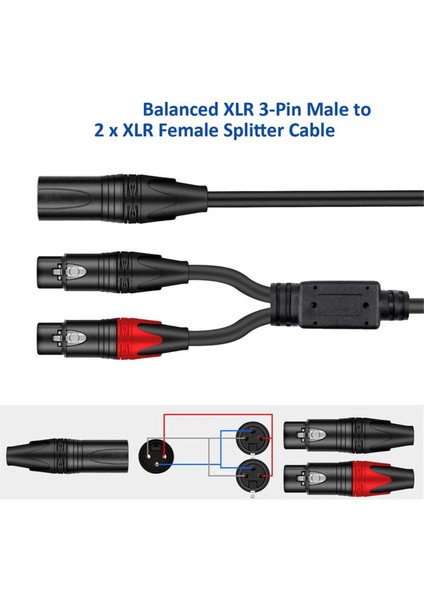 Xlr-Xlr Y-Sprıtter Kablosu Dengeli Xlr Kadın-Çift Xlr Erkek Ses Mikrofon Adaptörü 2 Xlr-Xlr Ses Adaptörü, B (Yurt Dışından) indirimleri