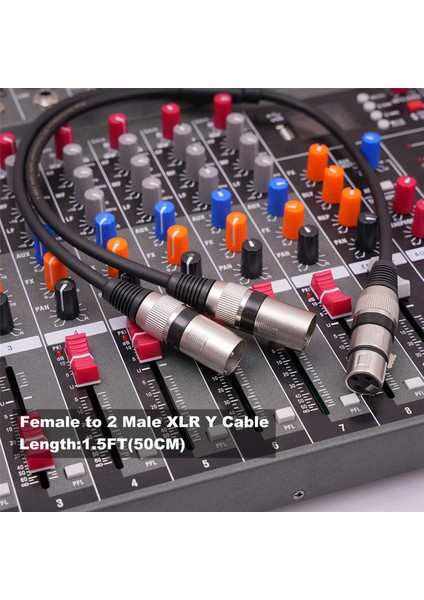 2x 3 Pin Xlr Dişi Ila Çift Xlr Erkek Y Ayırıcı Kablosu, Xlr Ayırıcı Kablosu, Mikrofon Ayırıcı Kablosu Ses Adaptörü, 50CM, Bir (Yurt Dışından) indirimleri