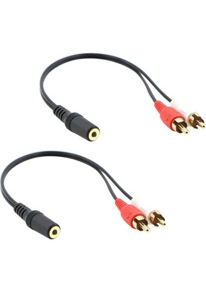 2x 2 Rca Erkek Ila Dişi 3.5mm Jack Aux Stereo Ses Kablosu (Yurt Dışından)