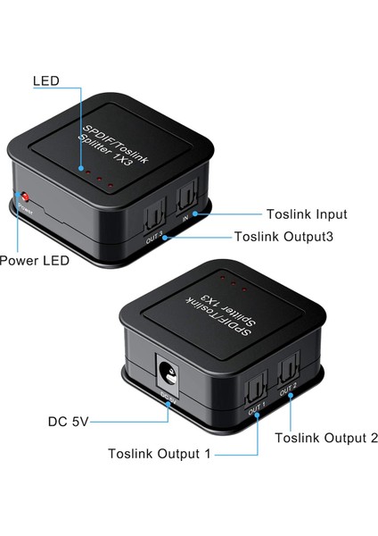 5x Dijital Optik Audio 1x3 Ayrıştırıcı, Dijital Spdıf Toslink Fiber Audio Seri Dinleyici, Mavi Ray DVD Hdtv Için 3&#39;ten 1&#39;i Çıkış (Yurt Dışından) fırsatları