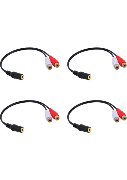 4x Altın Kaplama 3,5mm Jack Dişi - 2 Dişi Jacks Stereo Adaptör Ses Dinlatıcı Rca (15CM) Siyah (Yurt Dışından)