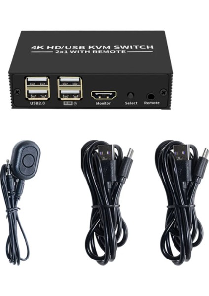 HDMI Uyumlu Kvm Anahtarı 2x1 4K HDMI Uyumlu USB Anahtarı Seçici 2 4 Bağlantı Noktalı USB Hub ile 1 Arada (Yurt Dışından)