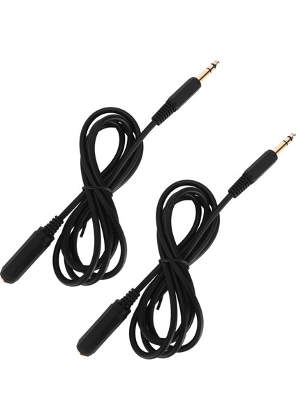 2x 6.35MM (1/4inch) Stereo Fiş Erkek 6.35MM (1/4 Inç) Dişi Kablo, Altın Kaplama Ses Kablosu Stereo Kordon, (1,8 M) (Yurt Dışından)