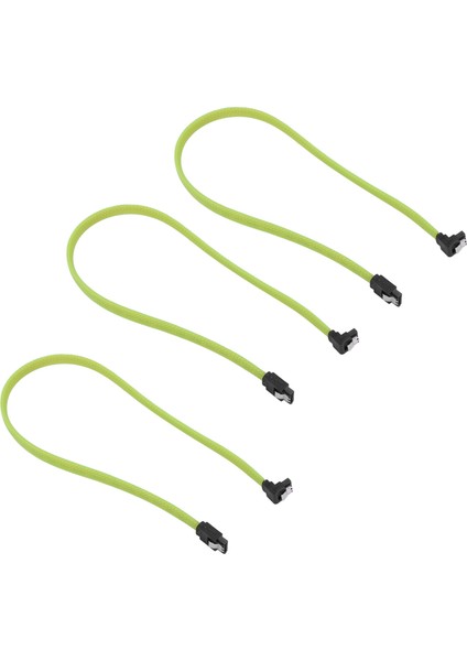 3x Sata 3.0 Iıı Sata3 7pın Veri Kablosu Dik Açısı 6gb/s SSD Kabloları HDD Sabit Disk Veri Kablosu Naylonlu (Yeşil) (Yurt Dışından)