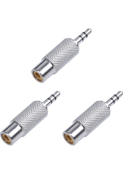 3pcs 3,5mm Stereo Erkek - Rca Mono Kadın Ses Adaptörü, Gümüş (Yurt Dışından)