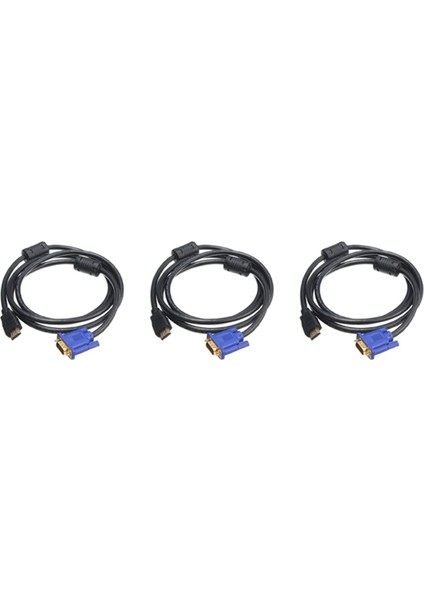 3 Pcs 1.8m Mavi Hdtv HDMI - VGA HD15 Erkek Adaptör Kablo Dönüştürücü Pc Tv Df Yeni (Yurt Dışından)