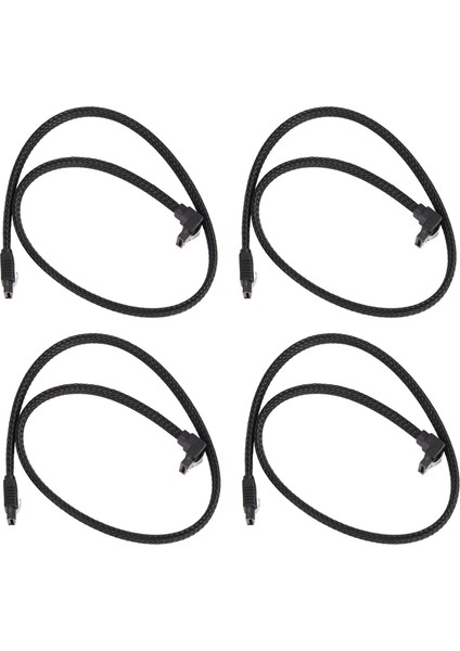 4x 50CM Sata 3.0 Iıı Sata3 7pın Veri Kablo Kablolu 6gb/s SSD Kabloları HDD Kablosu Naylonlu (Siyah) (Yurt Dışından)