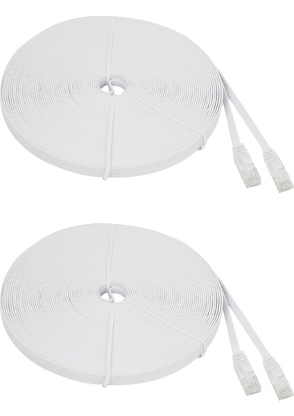 2x Cat 6 Ethernet Kablosu 100 Ft (30 Metre) Düz Ince Uzun Internet Ağı Lan Yama Kabloları, Cat6 Yüksek Hızlı Bilgisayar Teli (Yurt Dışından)