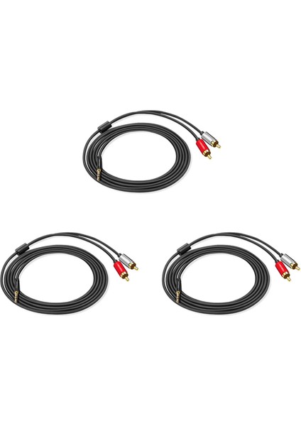 3x Vejgig Rca Kablosu 2rca Ila 3,5 Ses Kablosu 3.5mm Jack Rca Telefon Edife Ev Sineması DVD 2rca (2m) (Yurt Dışından)