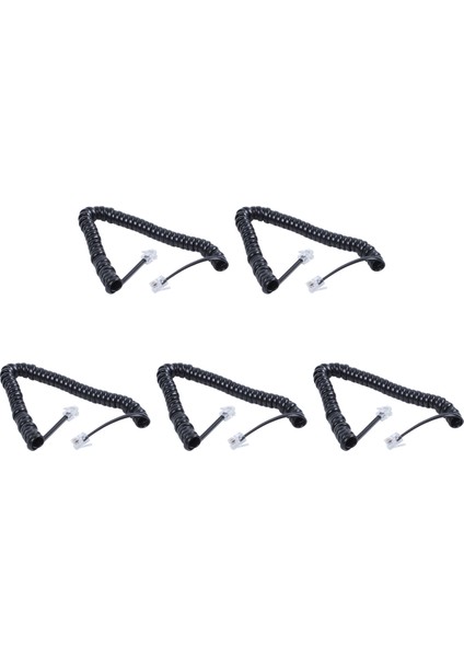 5x Yedek Rj9 4P4C Fiş Sarılmış Esnek Telefon Elleri Kablo Hattı Siyah (Yurt Dışından)