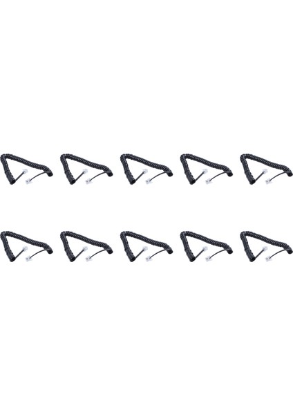 10X Yedek Rj9 4P4C Fiş Sarılmış Esnek Telefon Elleri Kablo Hattı Siyah (Yurt Dışından)