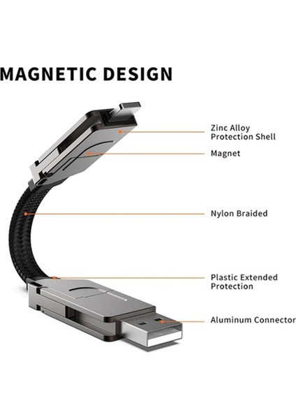6ın1 Çok Fonksiyonlu Hızlı Şarj Kablosu Keychain Iphone 27W Için Pd Android Type-C 100W Şarj Veri Kablosu (Yurt Dışından) modelleri