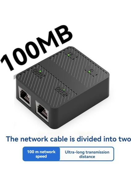 2 Bağlantı Noktası 100MBPS Ağ Anahtarı RJ45 Ağ Kablosu Ayrıştırıcı Genişletici Seçici 2 Yolu Adaptör Bağlayıcı Tip C Güç Siyah (Yurt Dışından) modelleri