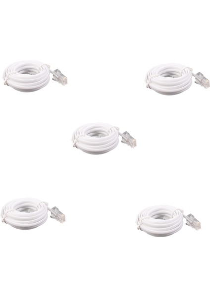 5x RJ11 6P4C - RJ45 8P4C Modüler Telefon Internet Uzatma Kablosu 3 Metre (Yurt Dışından)