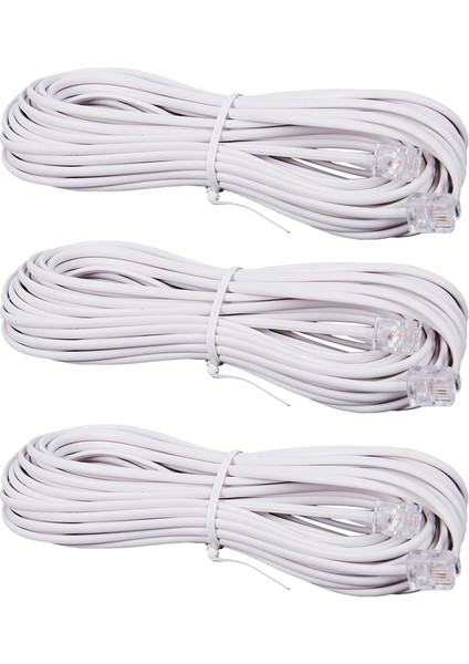 3pcs 10M RJ11 Telefon Konnektörü Uzatma Kablosu Beyaz (Yurt Dışından) fiyatları