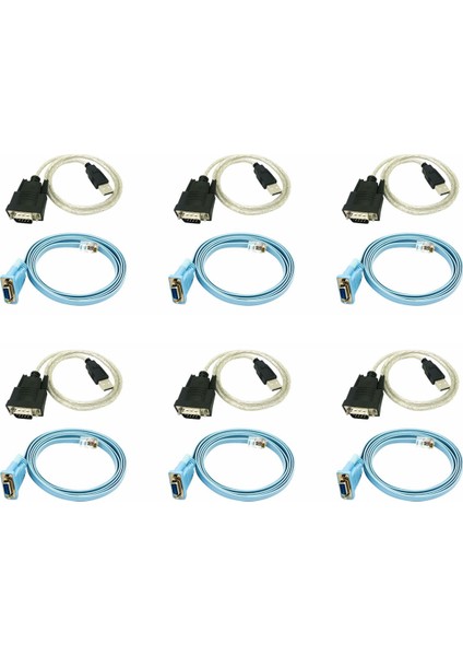 6x RJ45 Ağ Kablosu Seri Kablosu RJ45 - Db9 ve RS232 - Usb&#39;den (1&#39;de 2) Cat5 Ethernet Adaptör Lan Konsol Kablosu (Yurt Dışından) modelleri