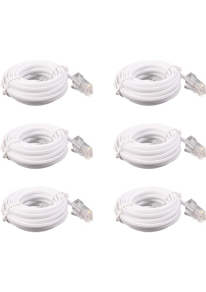 6x RJ11 6P4C - RJ45 8P4C Modüler Telefon Internet Uzatma Kablosu 3 Metre (Yurt Dışından)
