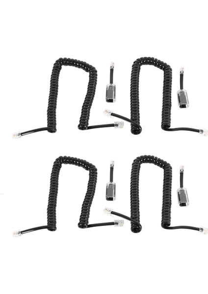4x Siyah Sarmal Telefon Ahize Kablosu 1.1 Ft Sarmal 4x Siyah Genişletilmiş Döndürülebilir Telefon Kablosu Detangler Sabit Hattı (Yurt Dışından)