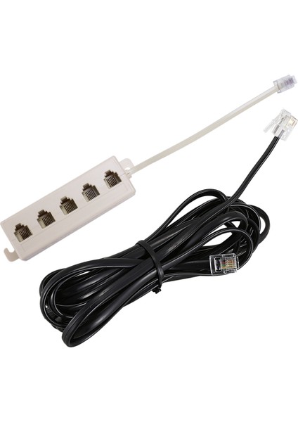 Bej RJ11 6P4C 5 Bağlantı Noktasına Erkek Fiş 6P2C Dişi Soket Telefon Hattı Ayırıcı Adaptörü &amp; RJ11 6P4C Telefon Kablo Kablosu (Yurt Dışından)