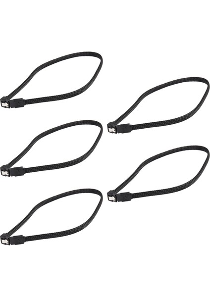 5x 50CM Sata 3.0 Iıı Sata3 7pın Veri Kablo Kablolu 6gb/s SSD Kablolar HDD Kablosu Naylonlu (Siyah) (Yurt Dışından)