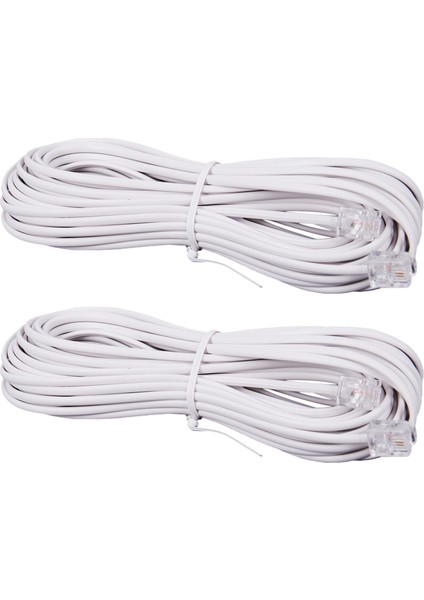 2pcs 10M RJ11 Telefon Konnektörü Uzatma Kablosu Beyaz (Yurt Dışından)