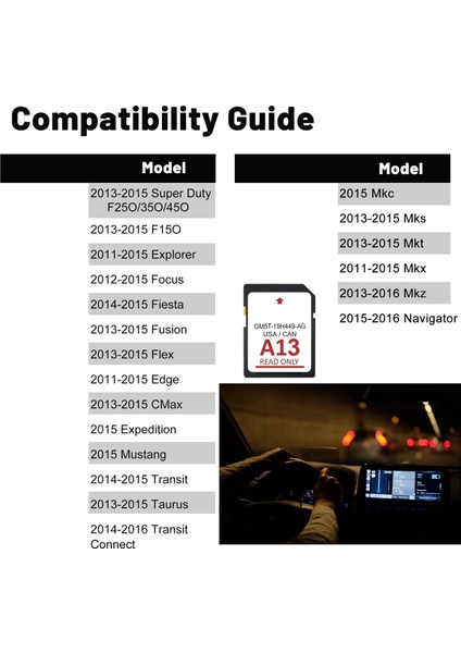 A13 Gezinme Kartı Son 2022 Gezinme Kartı Haritaları Senkronizasyon Sistemi Güncellemesi Abd/kanada Haritaları GM5T-19H449-AG (Yurt Dışından) modelleri