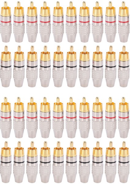40 Pcs Rca Fiş Sesli Video Kilitleme Kablosu Bağlayıcı Altın Kaplama (Yurt Dışından)