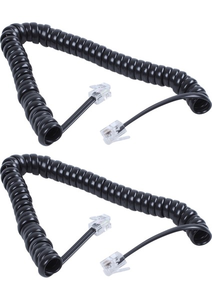 2x Yedek Rj9 4P4C Fiş Sarılmış Esnek Telefon Elleri Kablo Hattı Siyah (Yurt Dışından)