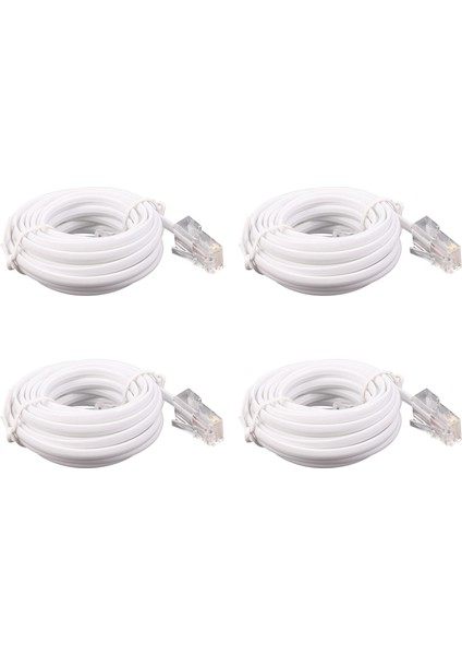 4x RJ11 6P4C - RJ45 8P4C Modüler Telefon Internet Uzatma Kablosu 3 Metre (Yurt Dışından)