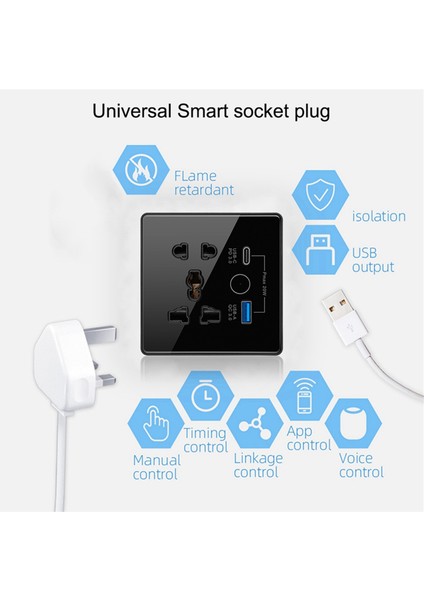 Tuya Smart Soketi Typec+Usb Hızlı Şarj Uzak Time Socket Wifi Akıllı Ingiliz Standart 86 Tip Soket B (Yurt Dışından) fiyatları