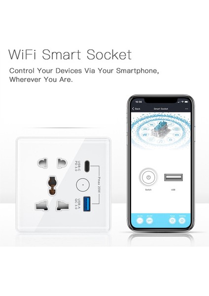 Tuya Smart Soketi Typec+Usb Hızlı Şarj Uzak Time Socket Wifi Akıllı Ingiliz Standart 86 Tip Soket B (Yurt Dışından) modelleri