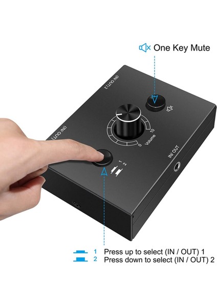 4x 3,5mm Ses Değiştirici, 2 Giriş 1 Çıkış/1 Giriş 2 Çıkış Ses Ayırıcı Anahtarlayıcı, Tek Key Mute Düğmesi (Yurt Dışından) modelleri