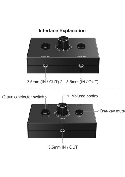 4x 3,5mm Ses Değiştirici, 2 Giriş 1 Çıkış/1 Giriş 2 Çıkış Ses Ayırıcı Anahtarlayıcı, Tek Key Mute Düğmesi (Yurt Dışından) fırsatları