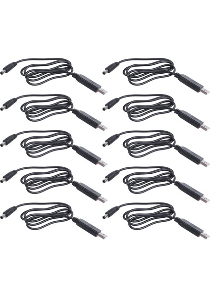 10X USB Dc 5V - Dc 12V 2.1mm x 5.5mm Modül Dönüştürücü Dc Barrel Erkek Konnektör Jack Güç Kablosu Fiş, 1m (5V - Dc 12V) (Yurt Dışından)