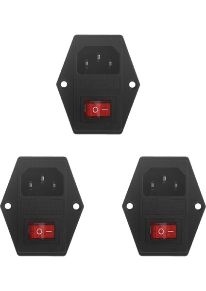 3x Yeni 3 Pin IEC320 C14 Ac Sigorta Anahtarı ile Erkek Fiş Güç Soketi 10A 250V (Yurt Dışından)
