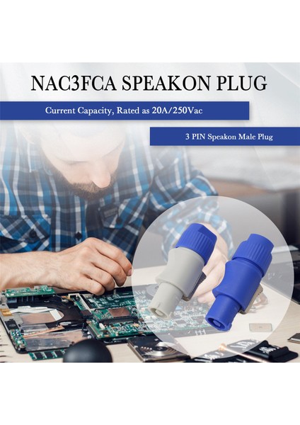 20PCS NAC3FCA NAC3FCB Speakon Fiş 3 Pin Erkek Powercon Konnektörü 20A 250V Ac Elektrik Fiş Konnektörü Mavi ve Gri Beyaz (Yurt Dışından) fırsatları
