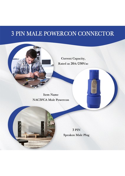 20PCS NAC3FCA NAC3FCB Speakon Fiş 3 Pin Erkek Powercon Konnektörü 20A 250V Ac Elektrik Fiş Konnektörü Mavi ve Gri Beyaz (Yurt Dışından) indirimleri