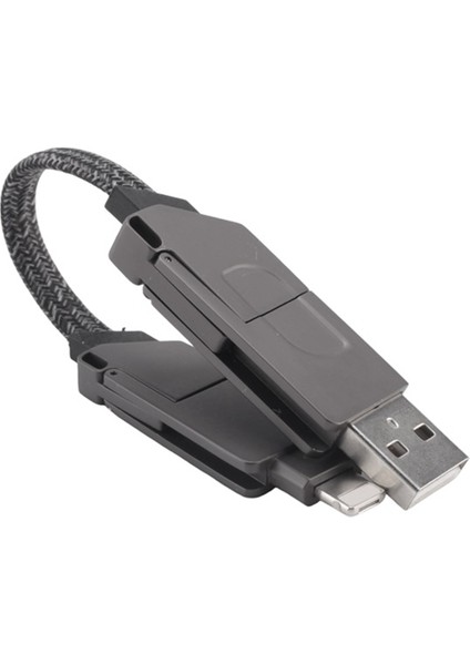 6 In1 Çok Fonksiyonlu Hızlı Şarj Kablosu Anahtar Kileti Pd iPhone 27W Için Pd Android Type-C 100W Şarj Veri Kablosu Siyah (Yurt Dışından) modelleri