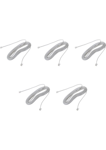 5pcs 9m 30FT RJ11 6P2C Modüler Telefon Telefon Kabloları Tel Beyaz (Yurt Dışından)