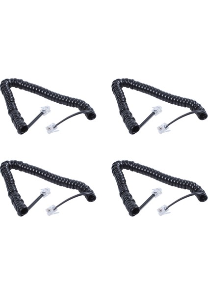 4x Yedek Rj9 4P4C Fiş Sarılmış Esnek Telefon Elleri Kablo Hattı Siyah (Yurt Dışından)