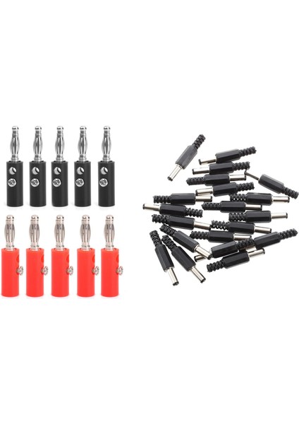 20PCS Siyah 2.5mm x 5.5mm Dc Güç Erkek Fişi Jack Adaptörü 10 Pcs 4mm Yalıtımlı Muz Tapaları Konektörleri Jack (Yurt Dışından)