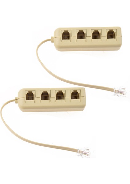 2x RJ11 6P4C - 6P4C 4 Yolu Telefon Hattı Modüler Ayırıcı Adaptör Bej (Yurt Dışından)