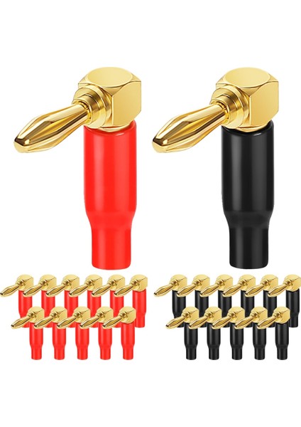 Sağ Açılı Muz Fişleri 24 Adet, Hoparlör Teli, Duvar Plakası, Ev Sineması, Ses/video Alıcısı Için 90 Derece Muz Konnektörü (Yurt Dışından)