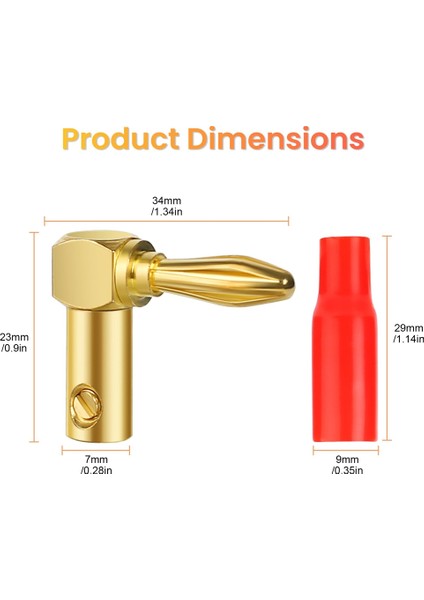 Sağ Açılı Muz Fişleri 24 Adet, Hoparlör Teli, Duvar Plakası, Ev Sineması, Ses/video Alıcısı Için 90 Derece Muz Konnektörü (Yurt Dışından) fiyatları