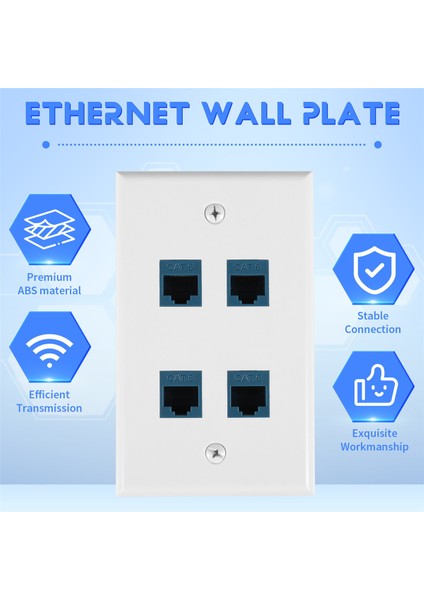 Ethernet Duvar Plakası 4 Port Duvar Plakası Kadın -Kadınla Uyumlu Cat7/6/6e/5/5e Ethernet Cihazları -Blue (Yurt Dışından) fırsatları