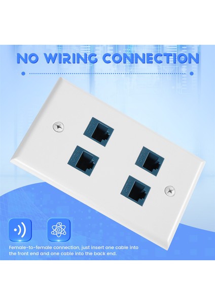 Ethernet Duvar Plakası 4 Port Duvar Plakası Kadın -Kadınla Uyumlu Cat7/6/6e/5/5e Ethernet Cihazları -Blue (Yurt Dışından) indirimleri