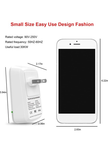 Güç Tasarrufu Enerji Tasarrufu Elektrikli Fatura Azaltma 30KW Elektrik Tasarruf Kutusu 90V-250V Güç Faktörü Koruyucular Abd Fişi (12 Paket) (Yurt Dışından) fiyatları