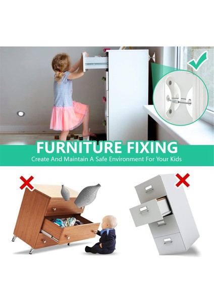 Mobilya Anti-Tip Fixer Ayakkabı Dolabı Kitaplık Dolabı Ayarlanabilir Metal Kalınlaştırılmış Güvenlik Anti-Tip Fixer Beyaz (Yurt Dışından) fırsatları